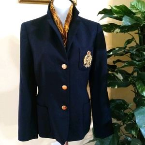 Ralph Lauren Crest Equestrian Wool Blazer Navy